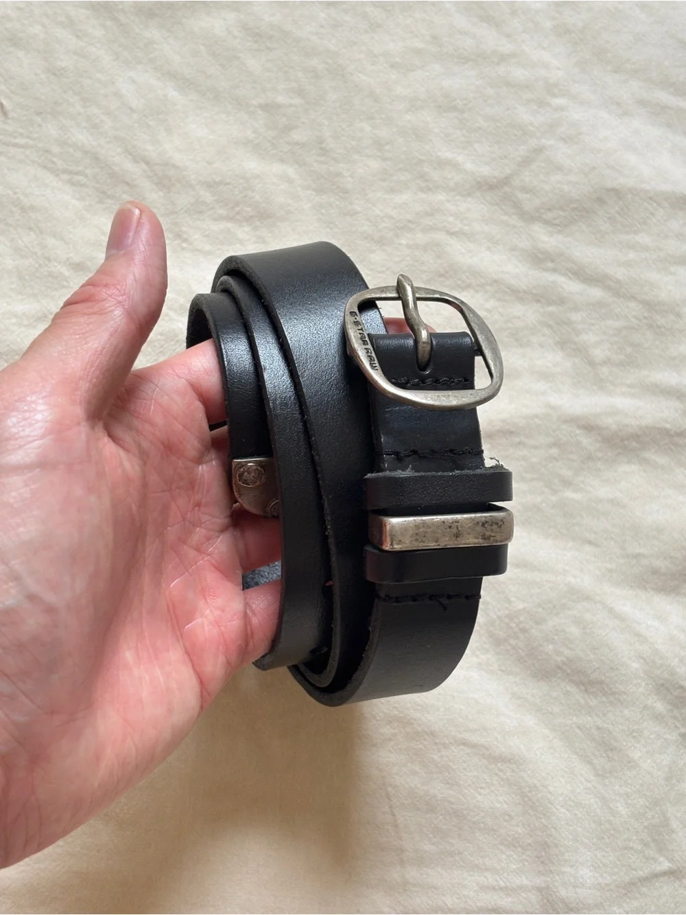 G-Star Raw Black Leather Western Belt Size 34